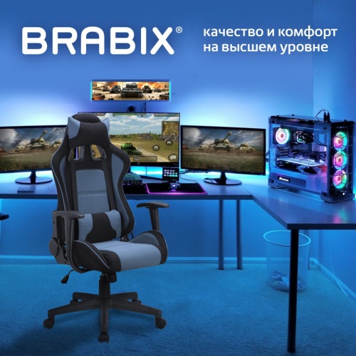 Кресло компьютерное Brabix GT Racer GM-100 ткань, черно-голубое 531818 фото 5